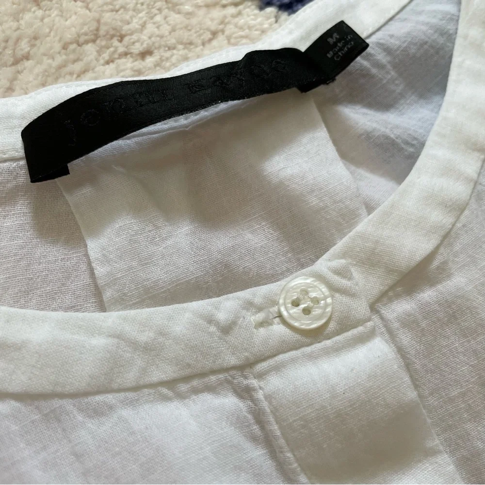 Jenni Kayne white linen cotton blend lightweight blouse medium M - Picture 3 of 5